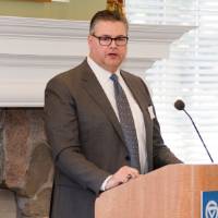 winner speaks to crowd